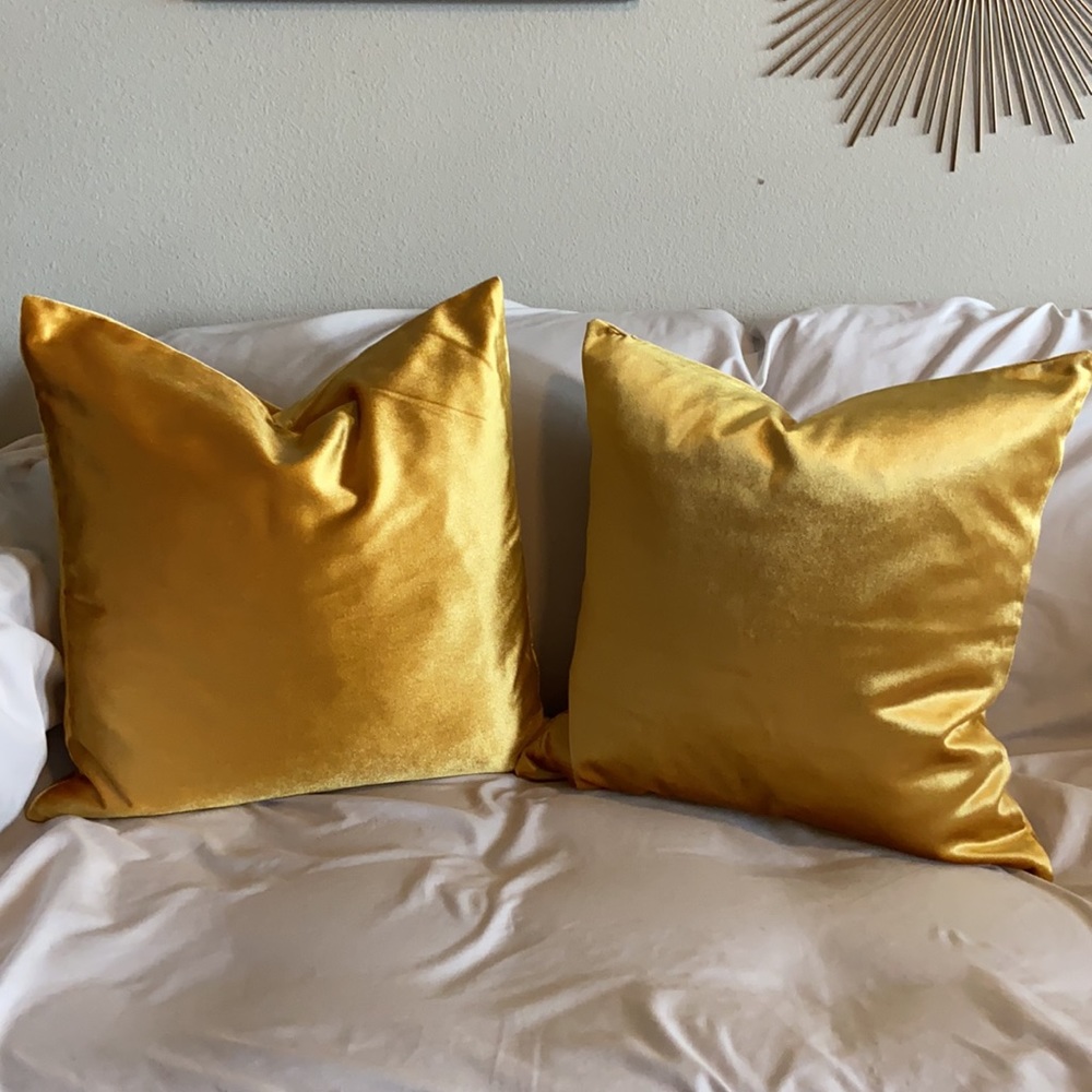 Yellow Gold Velvet Pillow Covers (2)